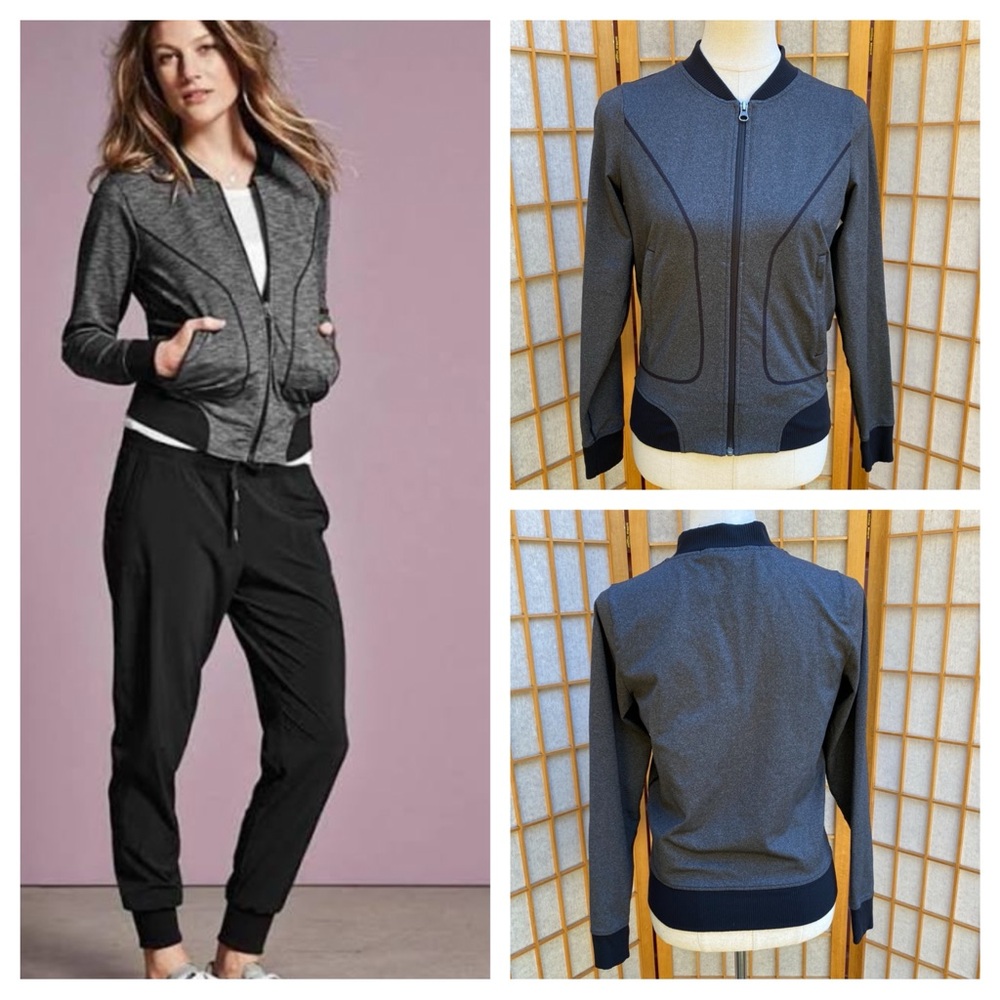 Athleta Activewear Grey/Black Full Zip Jacket SZ S